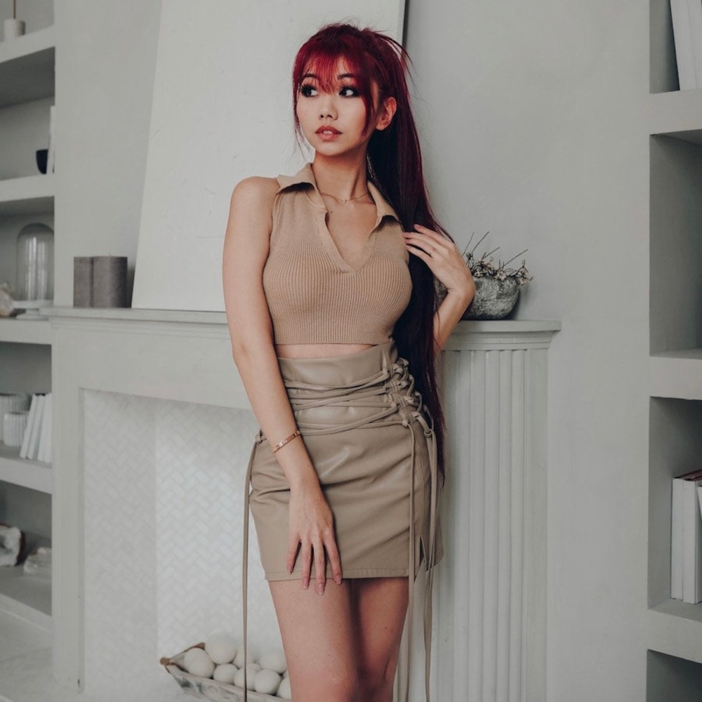 Lychee the Label Taiyaki Lace Up Pleather Skirt